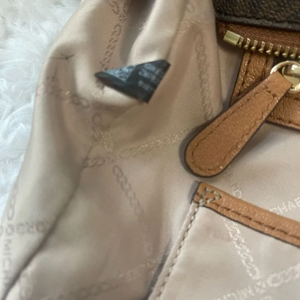 Michael Kors Brown and Tan Tote Bag with Structured Design